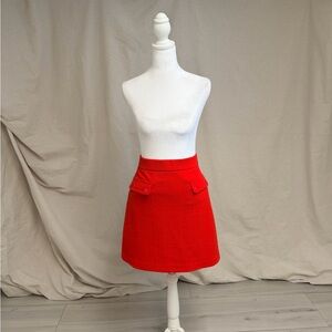 LOFT Red A-Line Mini Skirt Sz M Classic Preppy Statement Piece